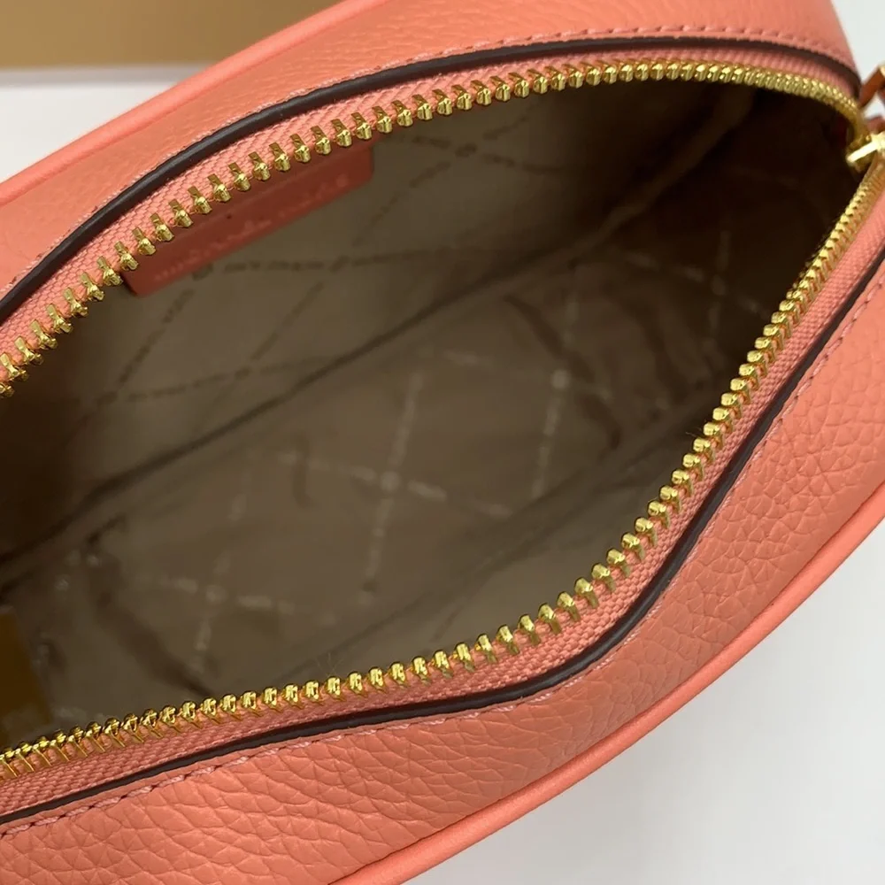 MICHAEL KORS Jet Set Medium Embossed Pebbled Leather Crossbody Bag Sherbert